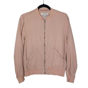 KENNETH COLE REACTION Blush Pink Zipper Front Long Sleeve Bomber Jacket M